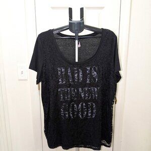 Torrid Bad Is The  New Good Lace Tee Shirt Short Sleeves 3 Plus 3X Black